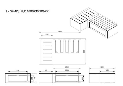 Plain Ply L Shaped Universal Bed