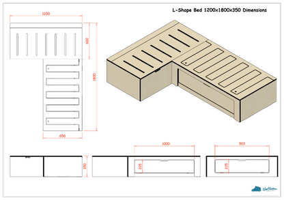 Low Height Laminated L Shaped Universal Bed