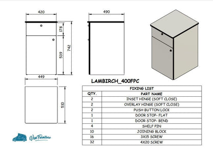 Small Laminated Ply Side Cabinet With Fridge Pod