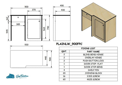 Universal Laminated Ply Side Cabinet With Fridge Pod