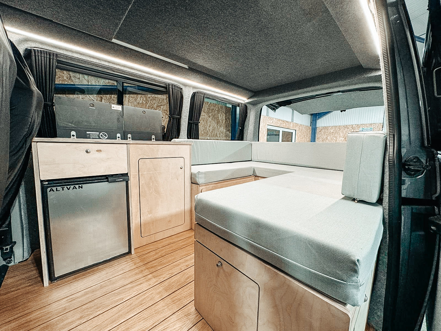 Plain Ply U-Shaped Campervan Interior