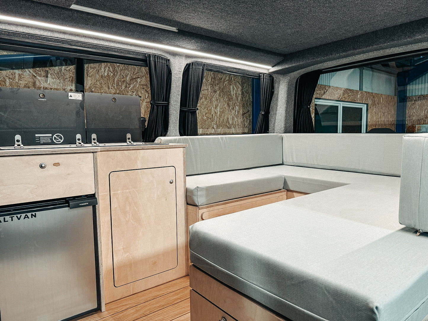 Plain Ply U-Shaped Campervan Interior