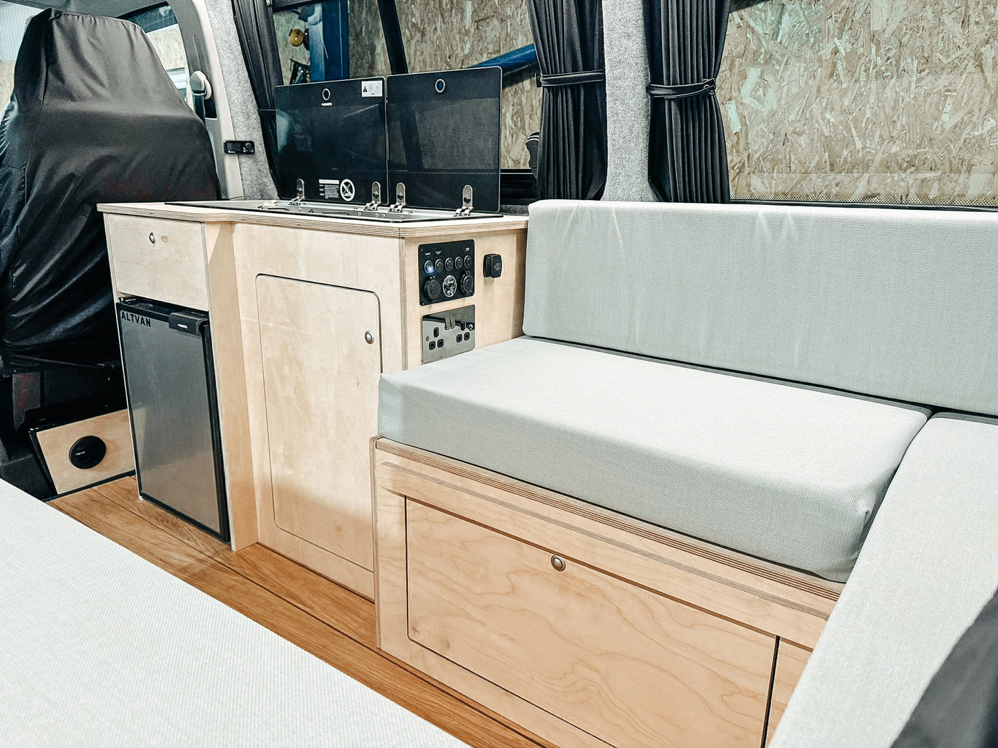 Plain Ply U-Shaped Campervan Interior