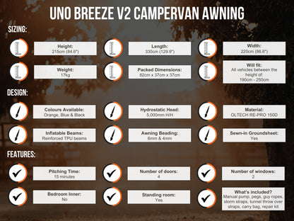 Uno Breeze® v2 Campervan Awning